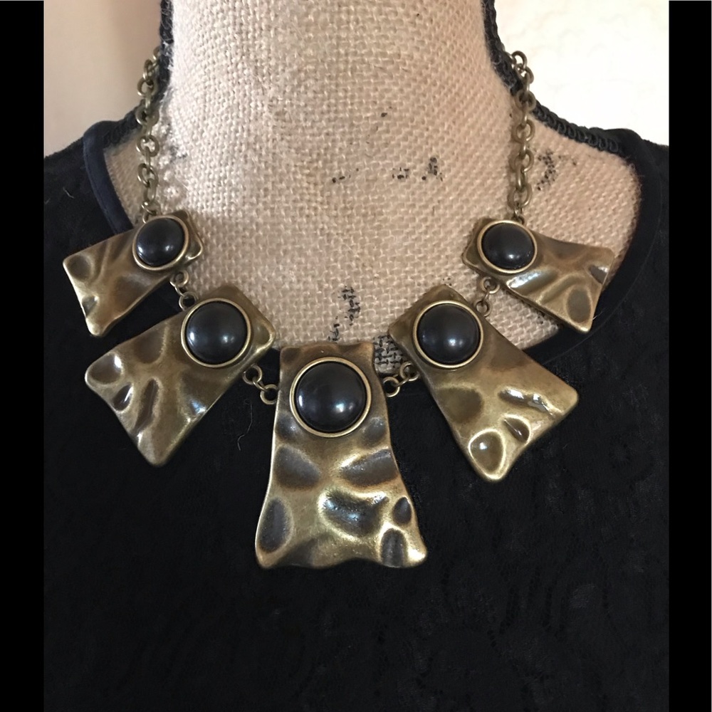 Brass with black earrings and necklace